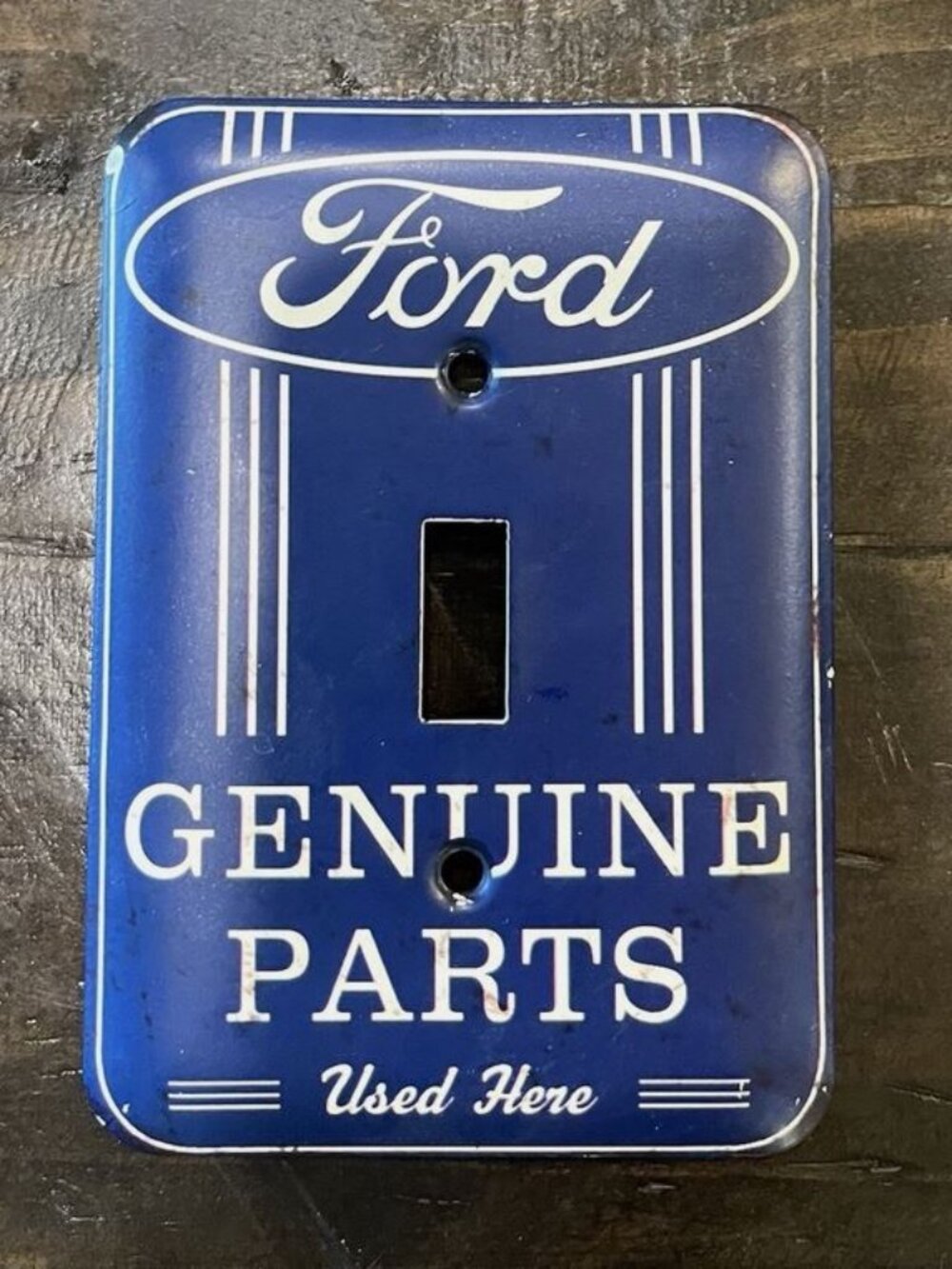 Ford Genuine Parts Blue Metal 1-Gang Toggle Light Switch Cover Vintage Plate